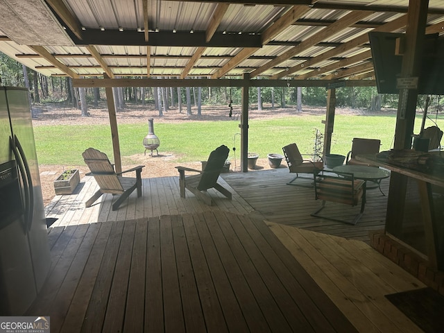 deck featuring a lawn