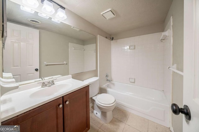 2132 Sara Ashley Way, Lithonia, GA 30058 - full bath featuring toilet, tile patterned floors, vanity, shower / tub combination, and a textured ceiling