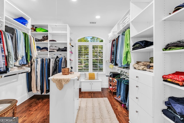 703 Cherokee Hls, Hiawassee, GA 30546 - walk in closet with visible vents and dark wood finished floors