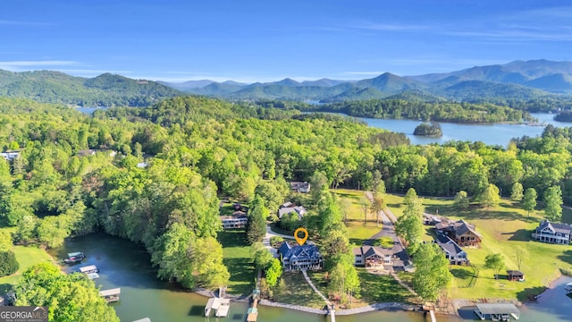 703 Cherokee Hls, Hiawassee, GA 30546 - aerial view with a view of trees and a water and mountain view