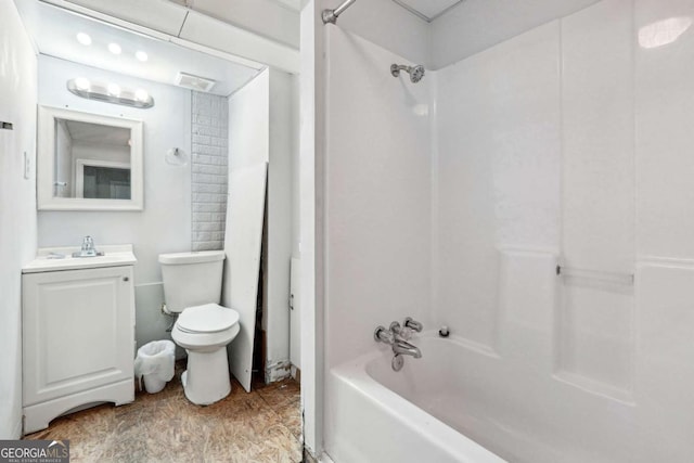 360 Wynbrook Dr, Mcdonough, GA 30253 - full bathroom with shower / bath combination, visible vents, toilet, and vanity