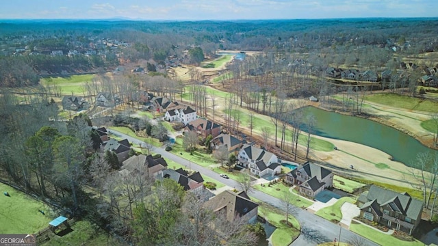 198 Grandmar Chase, Canton, GA 30115 - bird's eye view featuring a water view, view of golf course, a residential view, and a forest view