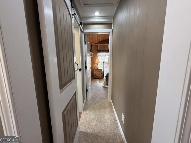 corridor with light carpet