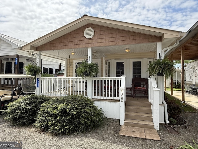 view of front facade featuring covered porch
