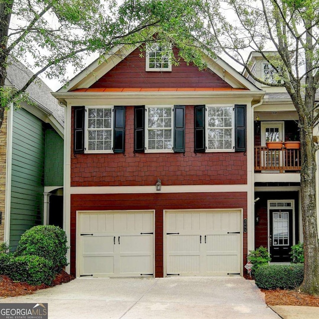 2695 Ridge Run Trl, Duluth, GA 30097 - view of front of house with a garage, a balcony, and driveway