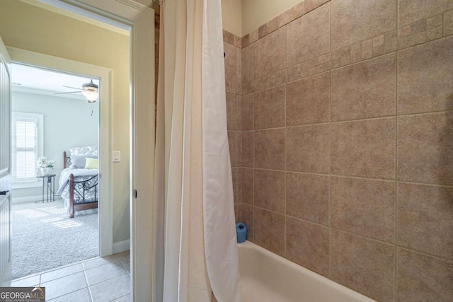 431 Tralee Ct, Statham, GA 30666 - bathroom featuring shower / tub combo and tile patterned floors