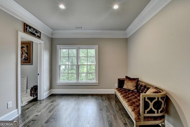 1898 Sam Snead Dr, Braselton, GA 30517 - unfurnished room with visible vents, baseboards, crown molding, and dark wood-style floors