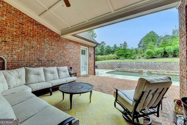 1898 Sam Snead Dr, Braselton, GA 30517 - view of patio / terrace with ceiling fan, outdoor lounge area, and an outdoor pool