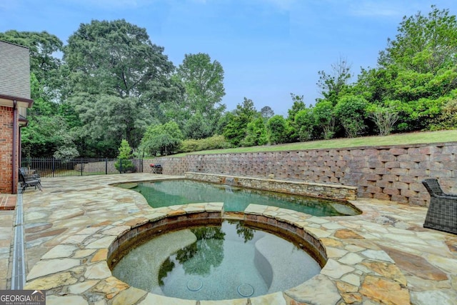 1898 Sam Snead Dr, Braselton, GA 30517 - view of swimming pool with a fenced in pool, an in ground hot tub, a patio area, and a fenced backyard