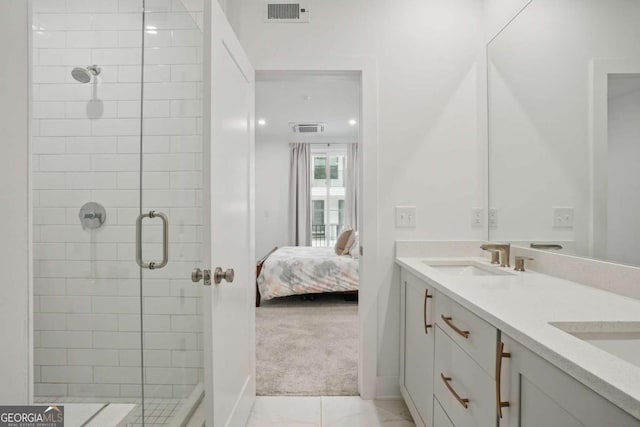 230 New St Unit 2102, Decatur, GA 30030 - bathroom featuring connected bathroom, a stall shower, and double vanity