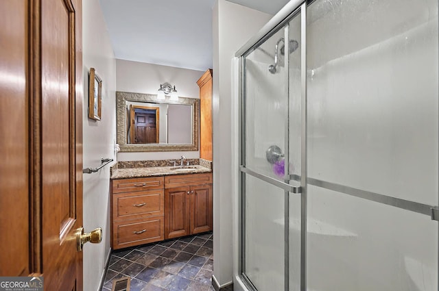 100 Tanglewood Rd, Eatonton, GA 31024 - bathroom with vanity, a shower stall, and visible vents