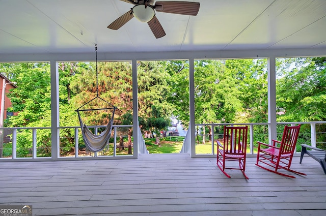 100 Tanglewood Rd, Eatonton, GA 31024 - deck featuring a ceiling fan