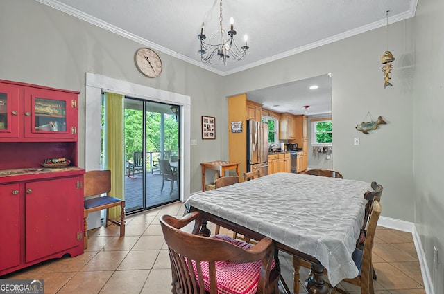 100 Tanglewood Rd, Eatonton, GA 31024 - kitchen with crown molding, dark countertops, recessed lighting, appliances with stainless steel finishes, and light tile patterned floors