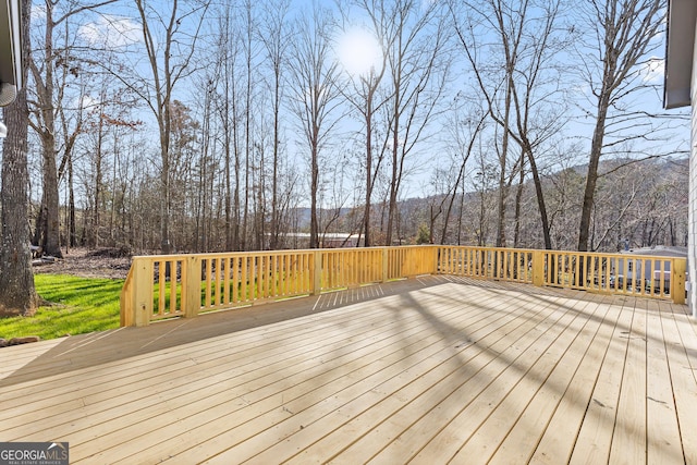 deck with a mountain view