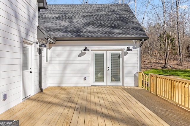 wooden deck with french doors