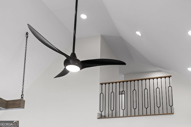 interior details featuring ceiling fan and recessed lighting