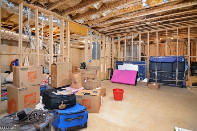 view of unfinished basement