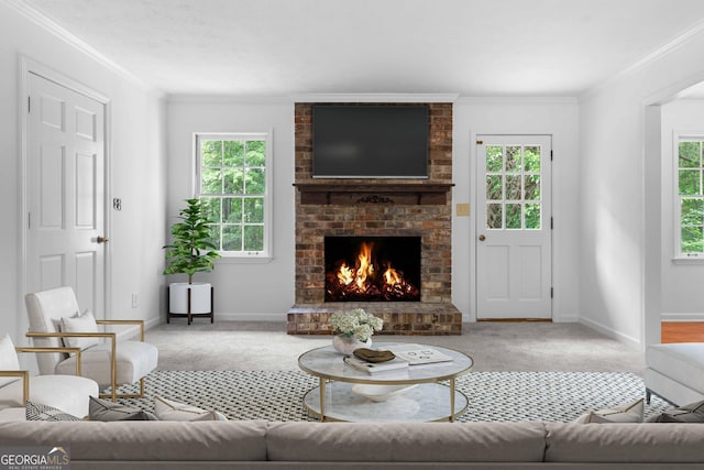380 Grady Ave, Fayetteville, GA 30214 - living area featuring carpet floors, plenty of natural light, and a fireplace
