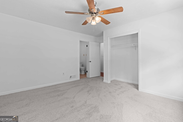 380 Grady Ave, Fayetteville, GA 30214 - unfurnished bedroom with ceiling fan, carpet, baseboards, visible vents, and a closet