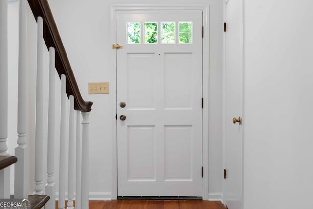 380 Grady Ave, Fayetteville, GA 30214 - doorway with wood finished floors and stairway