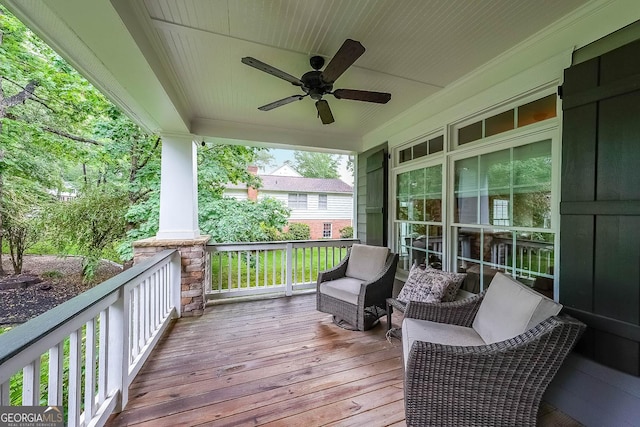 150 Shady Grove Ln, Alpharetta, GA 30009 - deck featuring ceiling fan and a porch