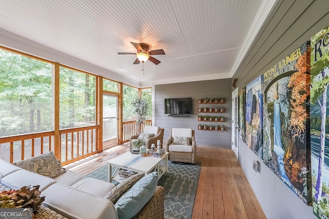 150 Shady Grove Ln, Alpharetta, GA 30009 - sunroom with outdoor lounge area and a ceiling fan