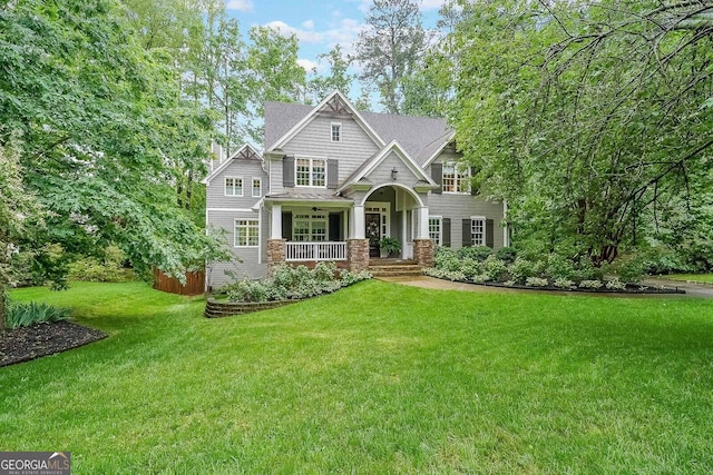 150 Shady Grove Ln, Alpharetta, GA 30009 - view of front facade with a porch and a front lawn