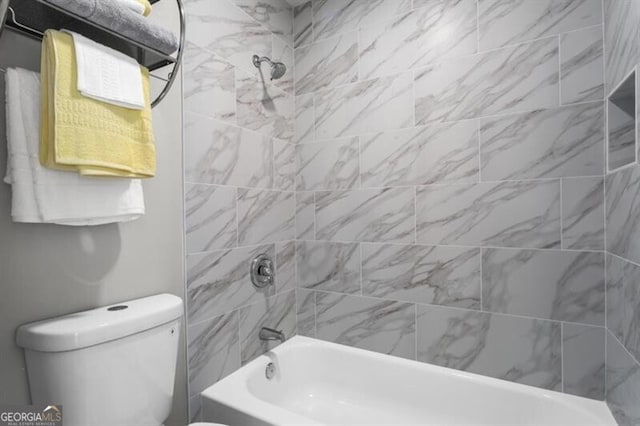 full bathroom with toilet and shower / tub combination