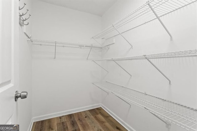 spacious closet with wood finished floors