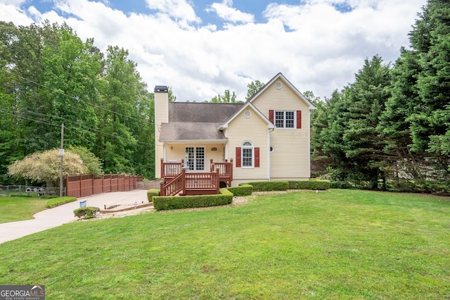96 Grover Way, Dallas, GA 30157 - view of front of home with concrete driveway, a chimney, and a deck