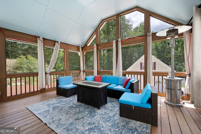 96 Grover Way, Dallas, GA 30157 - sunroom / solarium with plenty of natural light, lofted ceiling, and an outdoor living space