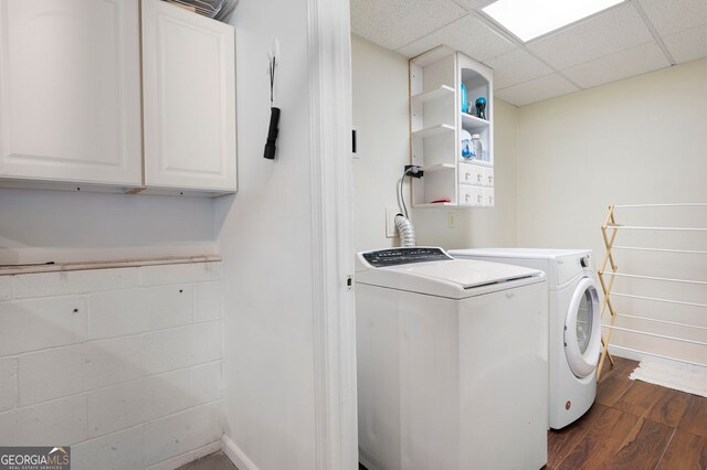 96 Grover Way, Dallas, GA 30157 - washroom featuring cabinet space, washing machine and clothes dryer, and dark wood finished floors