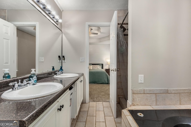 588 Peachtree Dr SE, White, GA 30184 - ensuite bathroom with double vanity, a bath, a shower, and tile patterned floors