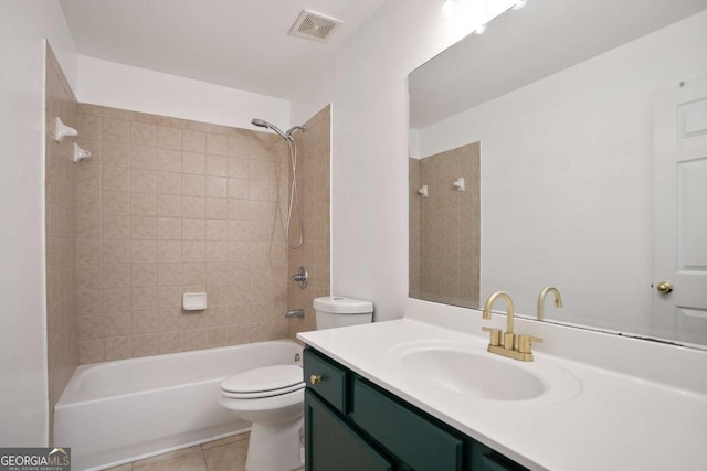 5244 Carrington Park Dr, Powder Springs, GA 30127 - full bathroom featuring visible vents, vanity, toilet, washtub / shower combination, and tile patterned floors