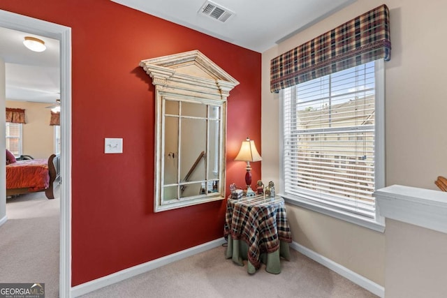 661 Village Field Ct NW, Suwanee, GA 30024 - interior space featuring carpet floors, baseboards, visible vents, and a healthy amount of sunlight