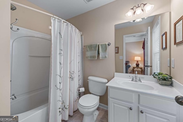 661 Village Field Ct NW, Suwanee, GA 30024 - ensuite bathroom with vanity, tile patterned flooring, toilet, connected bathroom, and shower / bath combo
