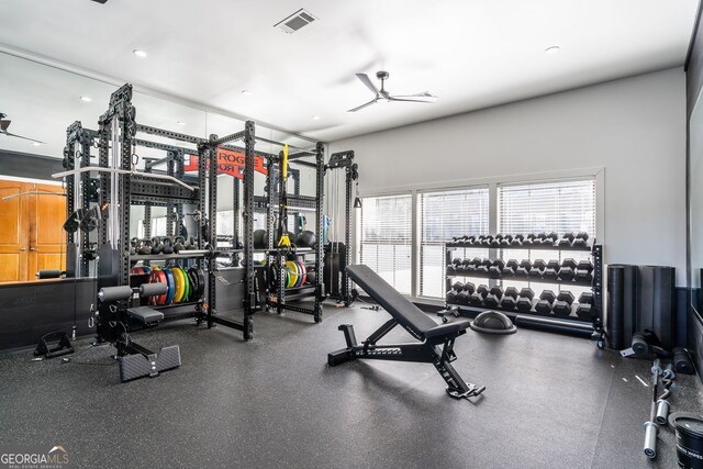 791 Wylie St SE Unit 912, Atlanta, GA 30316 - gym with ceiling fan, recessed lighting, and visible vents