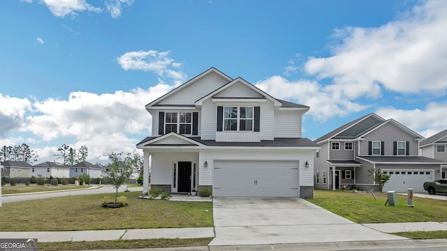 113 Hamlet Ct, Hinesville, GA 31313 - view of front of house featuring a garage, a front lawn, a residential view, and concrete driveway
