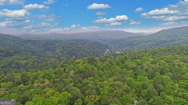 mountain view featuring a view of trees