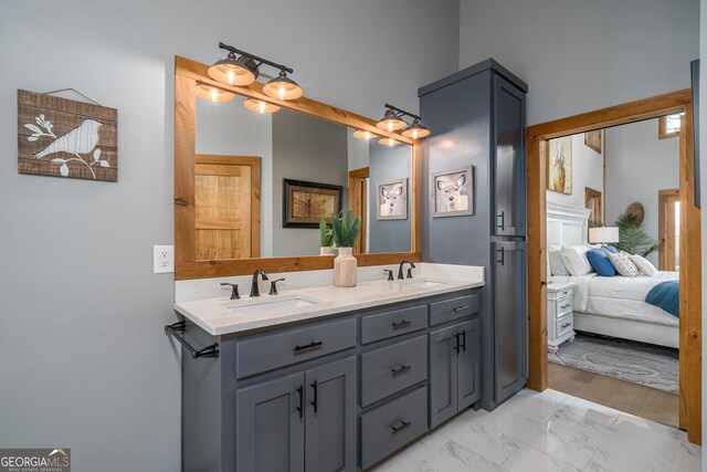 454 N Old Aska Rd, Blue Ridge, GA 30513 - ensuite bathroom with marble look tiles and double vanity