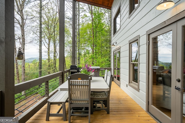 454 N Old Aska Rd, Blue Ridge, GA 30513 - wooden deck with outdoor dining area