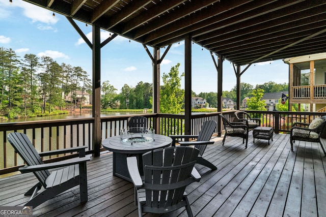 2201 Old Dallas Rd SW, Marietta, GA 30064 - wooden terrace with a water view and an outdoor living space