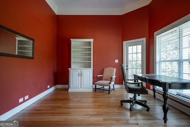 229 Deer Haven Run, Carlton, GA 30627 - office space featuring baseboards, ornamental molding, and light wood finished floors
