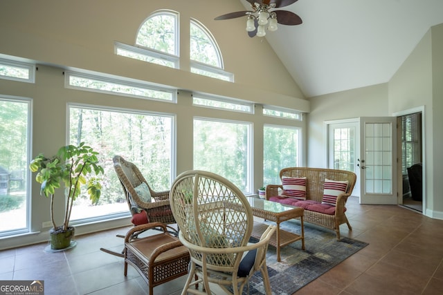 229 Deer Haven Run, Carlton, GA 30627 - sunroom featuring tile patterned floors and high vaulted ceiling