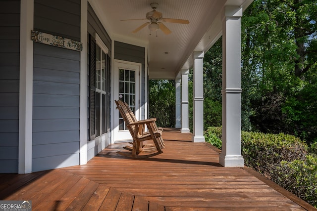 229 Deer Haven Run, Carlton, GA 30627 - wooden terrace featuring a porch and a ceiling fan