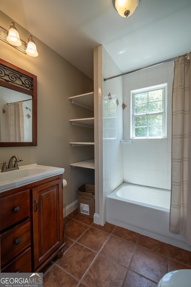 229 Deer Haven Run, Carlton, GA 30627 - bathroom featuring tile patterned floors, vanity, and shower / bath combination with curtain