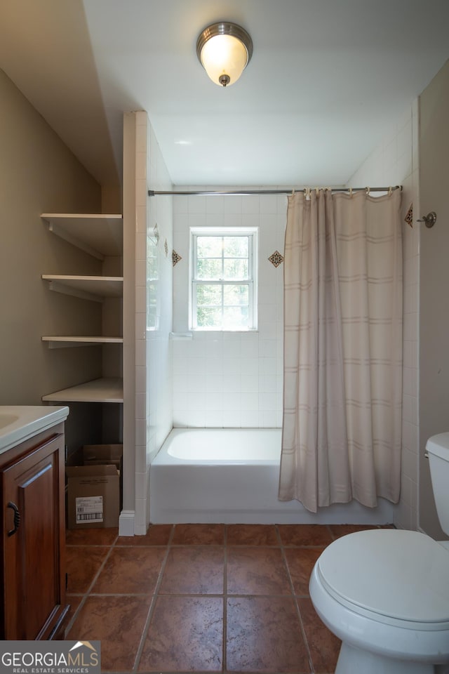 229 Deer Haven Run, Carlton, GA 30627 - full bathroom featuring vanity, toilet, tile patterned floors, and shower / tub combo with curtain
