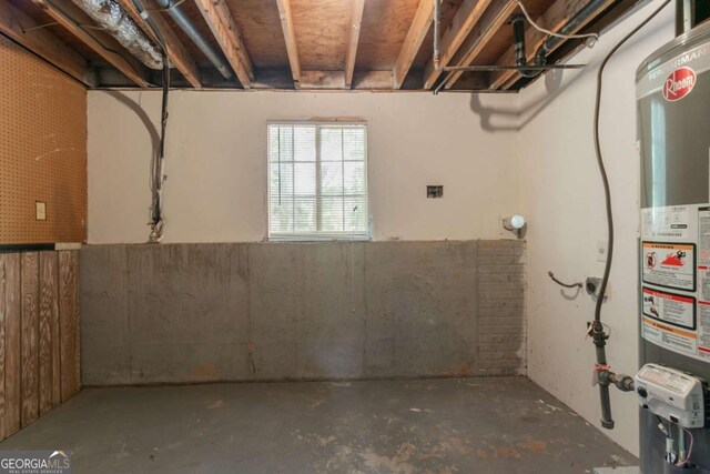 below grade area with water heater