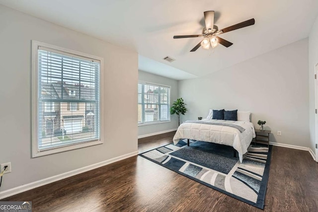 1963 Lakeshore Overlook Cir NW, Kennesaw, GA 30152 - bedroom with baseboards, a ceiling fan, wood finished floors, and visible vents