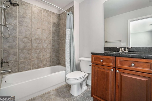 75 High Top Ln, Sandy Springs, GA 30328 - bathroom with shower / bathtub combination with curtain, vanity, and tile patterned flooring
